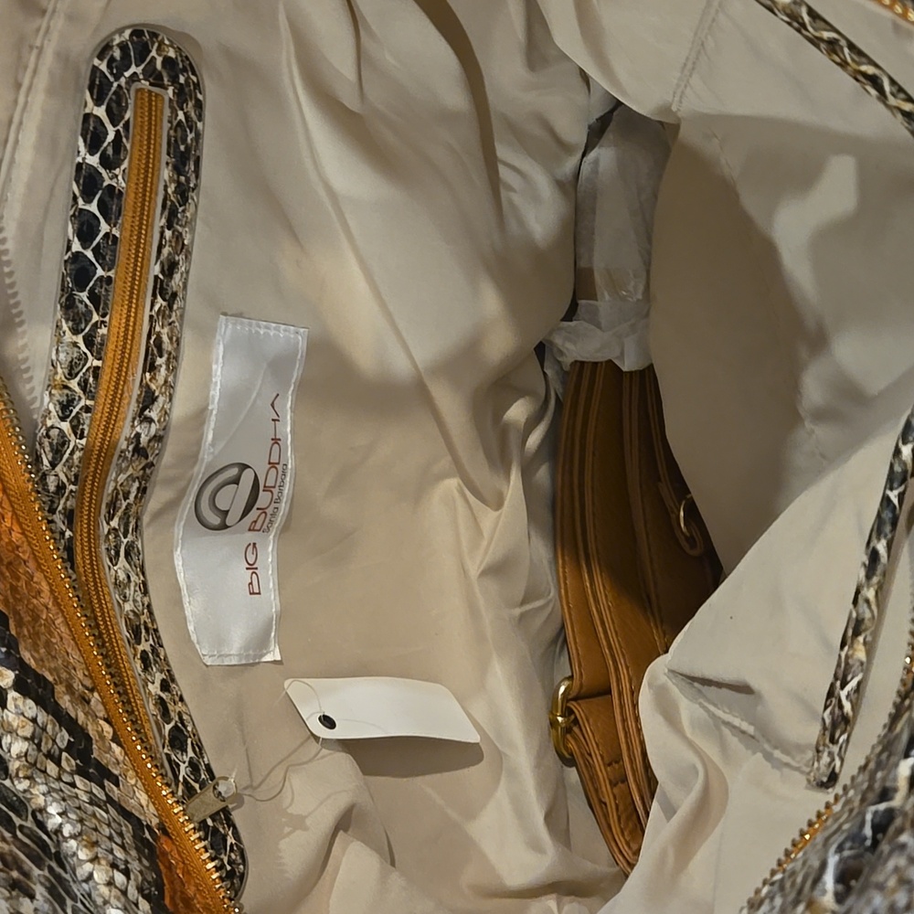 Big Buddha  Multi-Tone Faux Snakeskin Shoulder Bag NWT - Picture 4 of 6